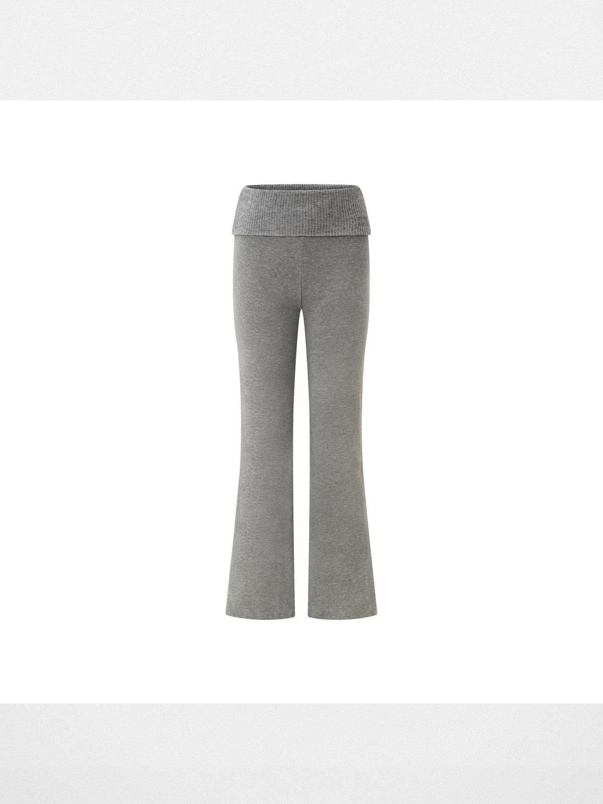 PUKI Ribbed Waist Micro Flare Pants in Gray