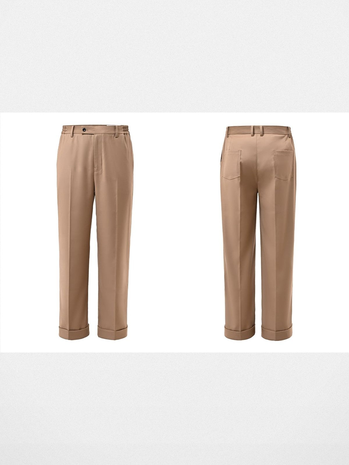 Roolrren Homme Heavyweight Cotton Wide Leg Trousers in Beige