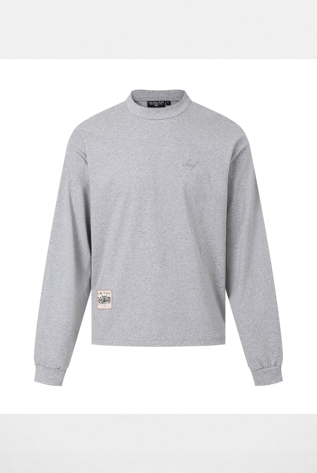 Swfi Heavyweight Embroidered Mock Neck Tee in Gray