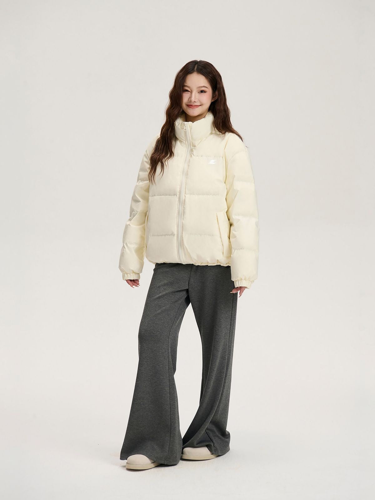 LOSTCTRL Teflon Coated Duck Down Puffer in White - On Model