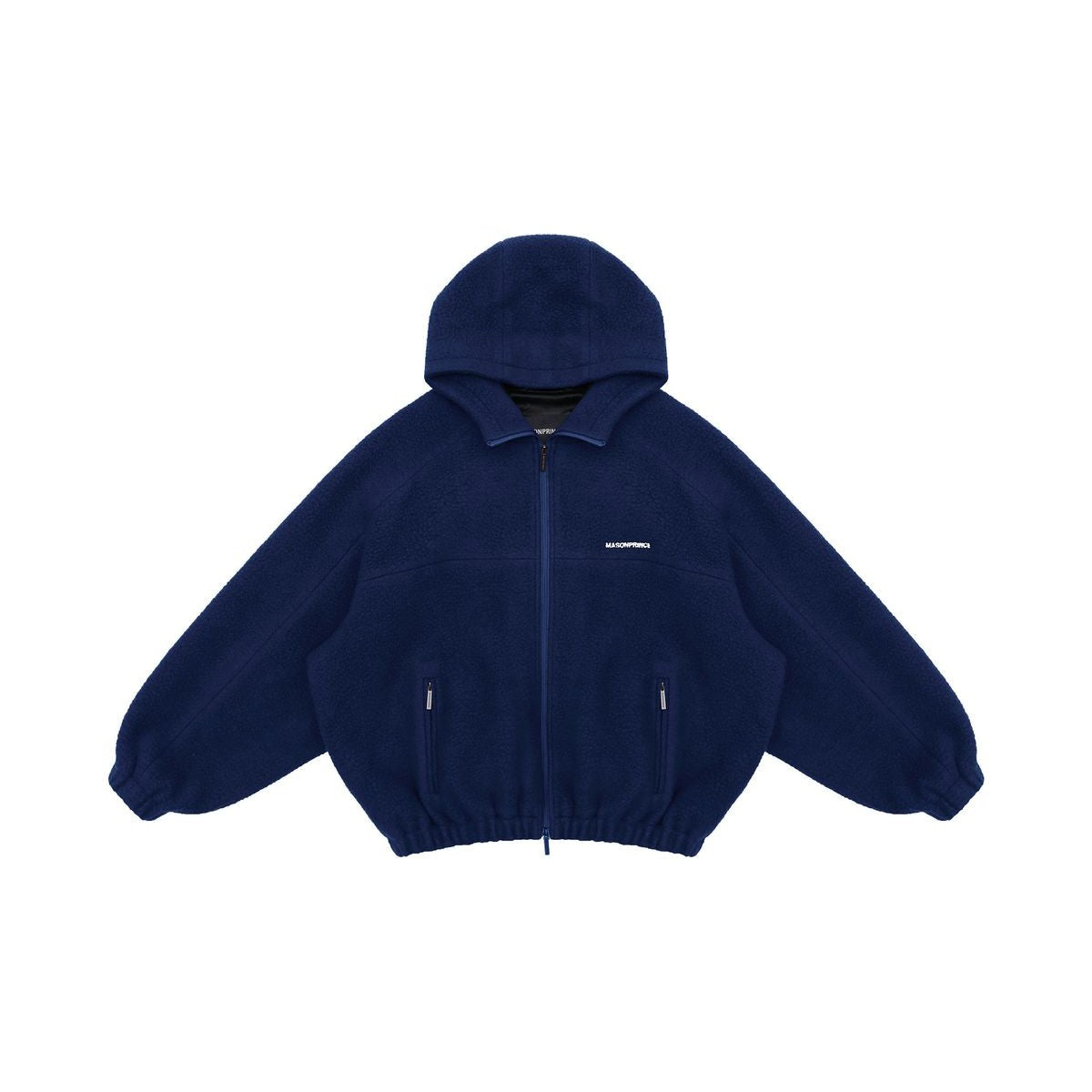 MasonPrince Contrast Logo Fleece Hooded Jacket in Navy Blue
