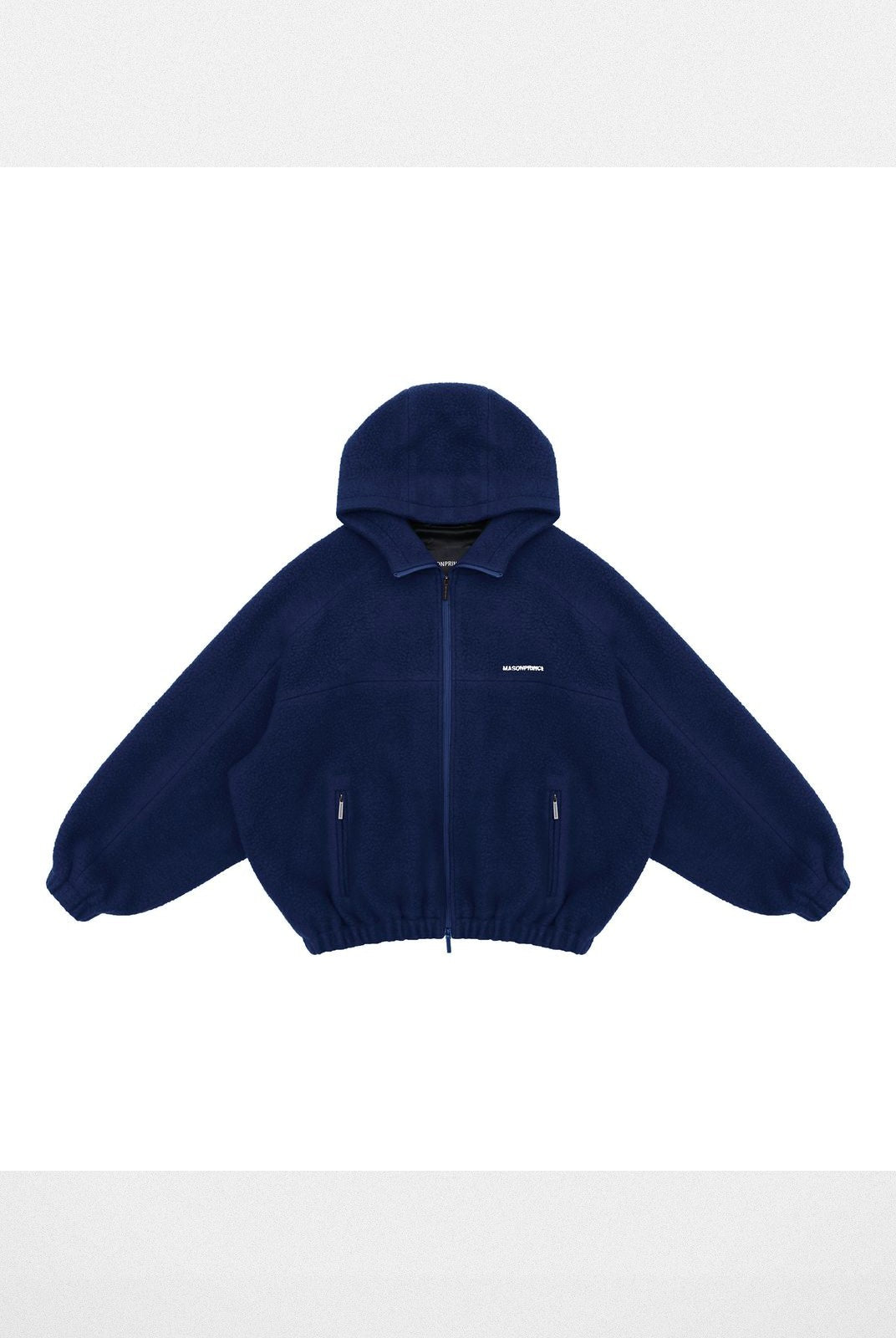 MasonPrince Contrast Logo Fleece Hooded Jacket in Navy Blue
