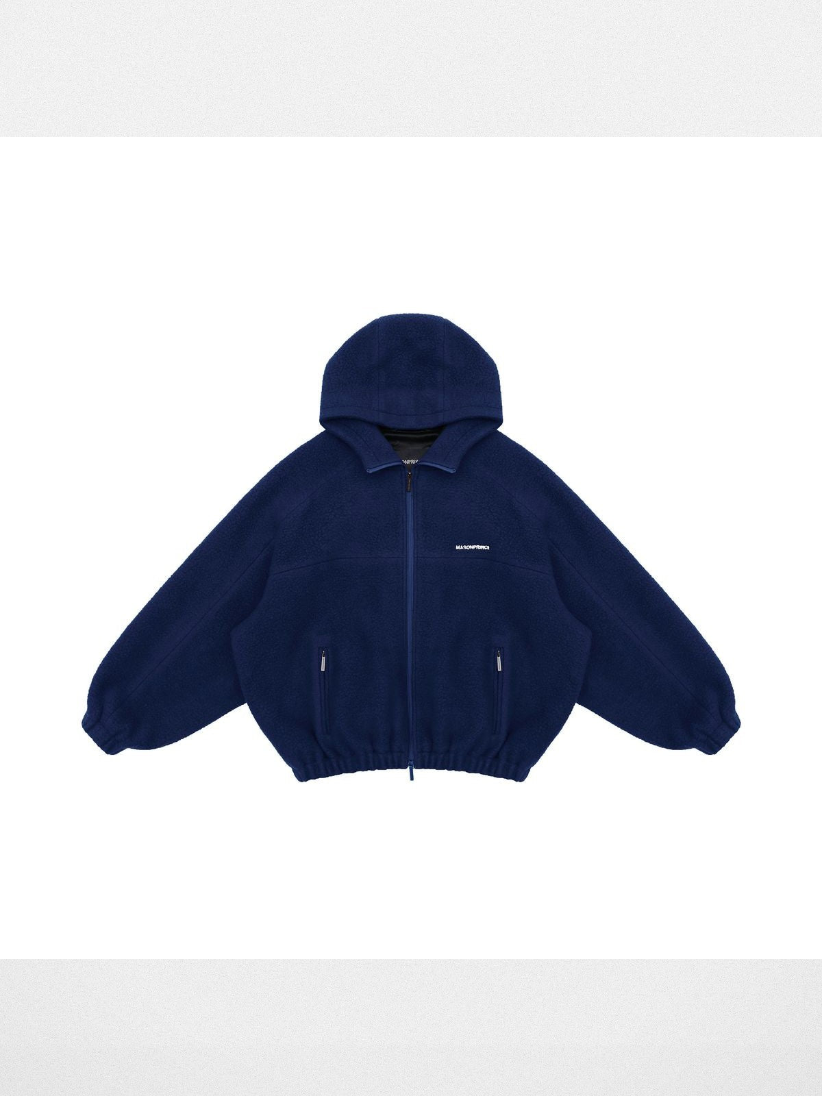 MasonPrince Contrast Logo Fleece Hooded Jacket in Navy Blue