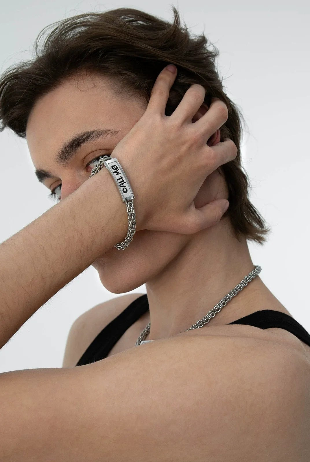 BLACKHEAD Call Me Steel Cuban Chain Bracelet in Silver