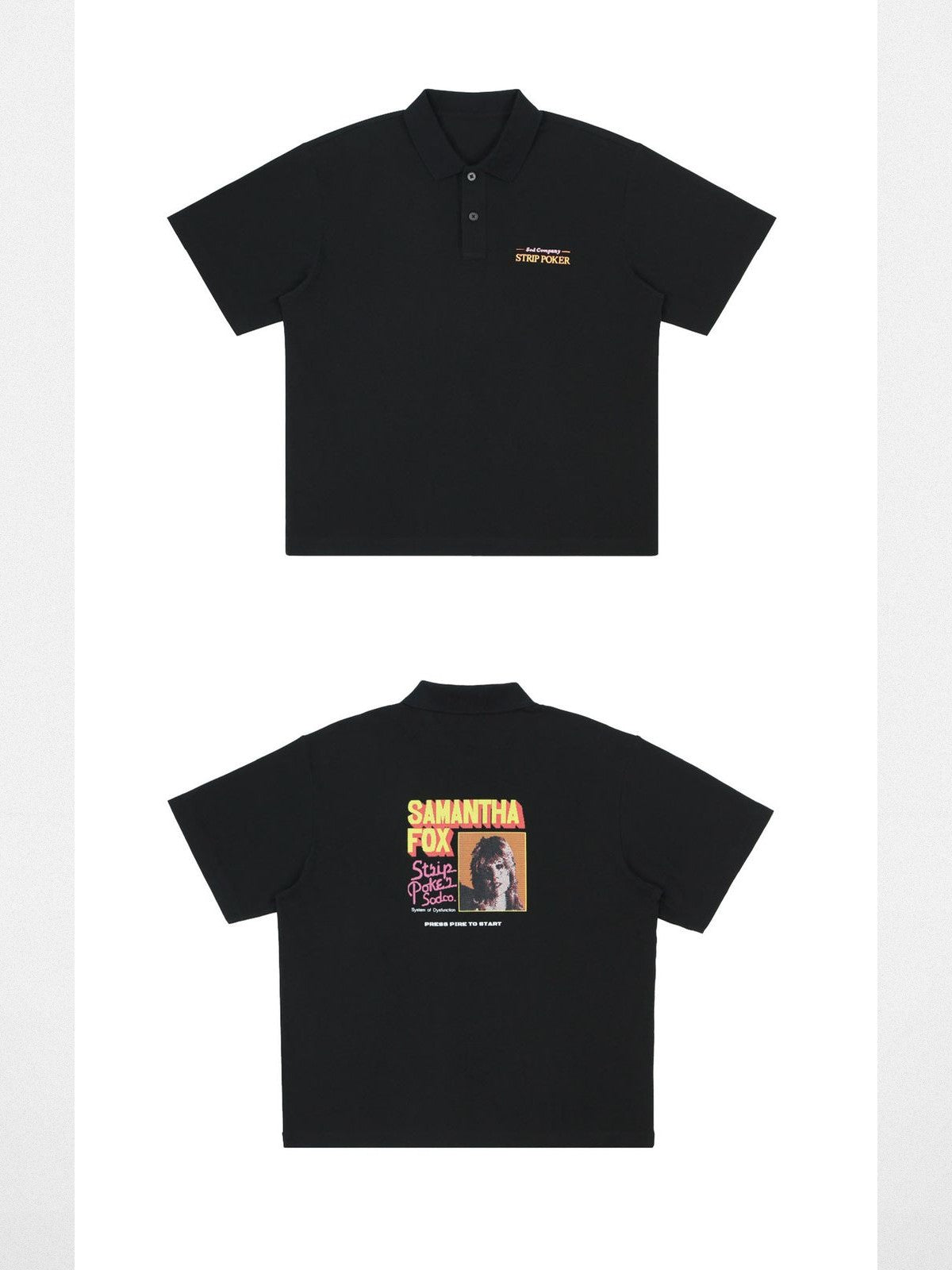 SOD Strip Poker Graphic Cotton Polo in Black