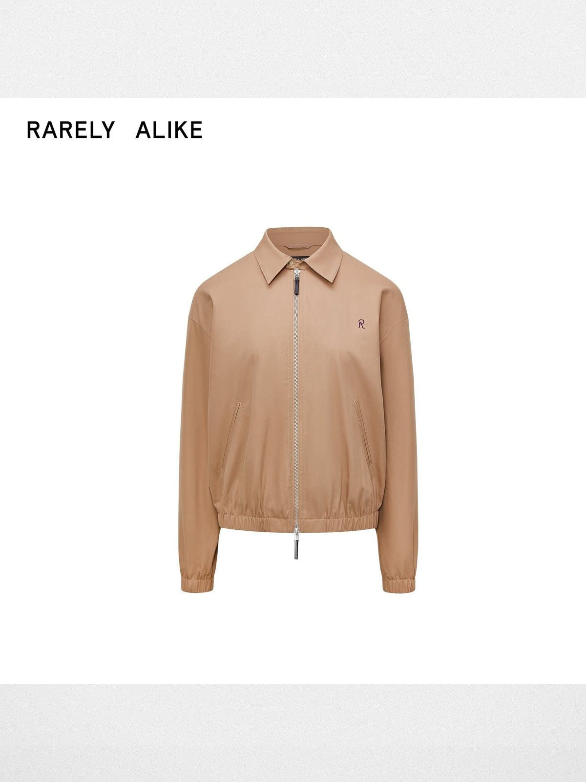 RARELY ALIKE Zip Front Workwear Jacket in Beige