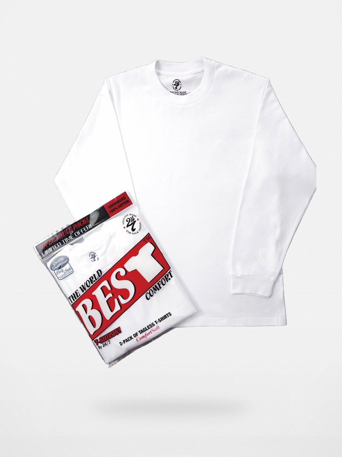 SWFI 260g Cotton Long Sleeve T Shirt in White