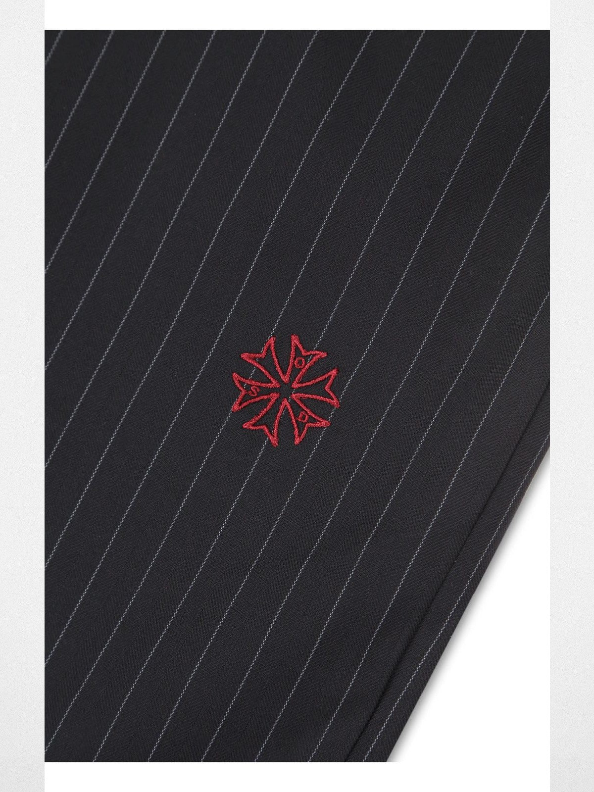 SOD Melvins Embroidered Pinstripe Trousers in Black - Detail