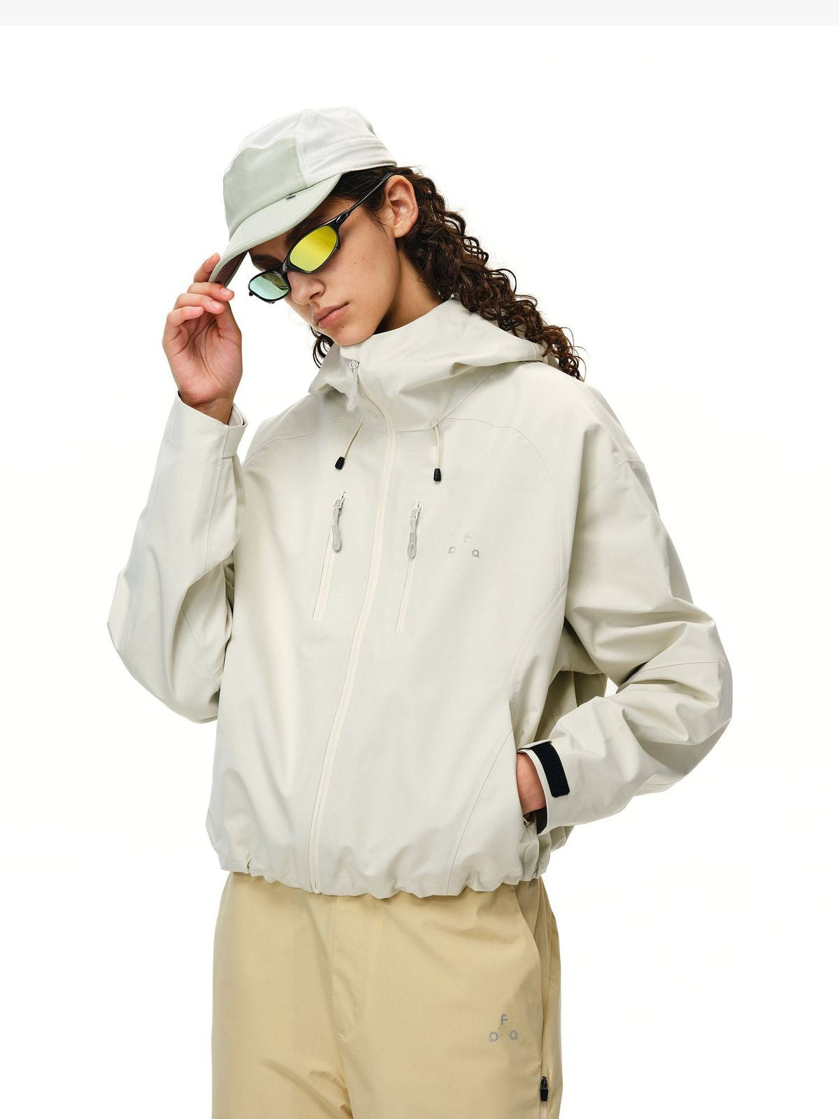 FPA Cropped Waterproof Hard Shell in White - On Model