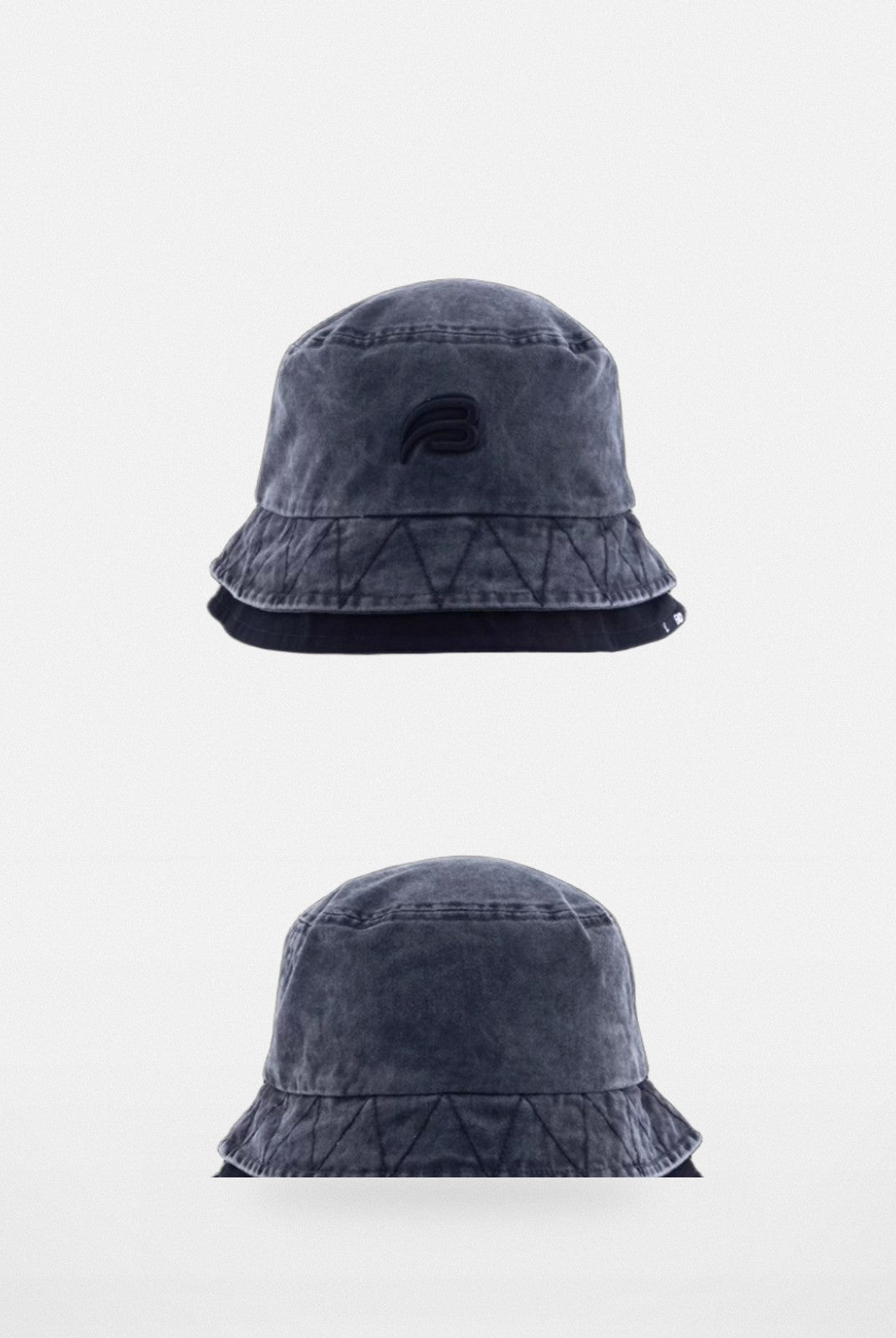 BLACKHEAD Washed Cotton Double Brim Bucket Hat in Gray