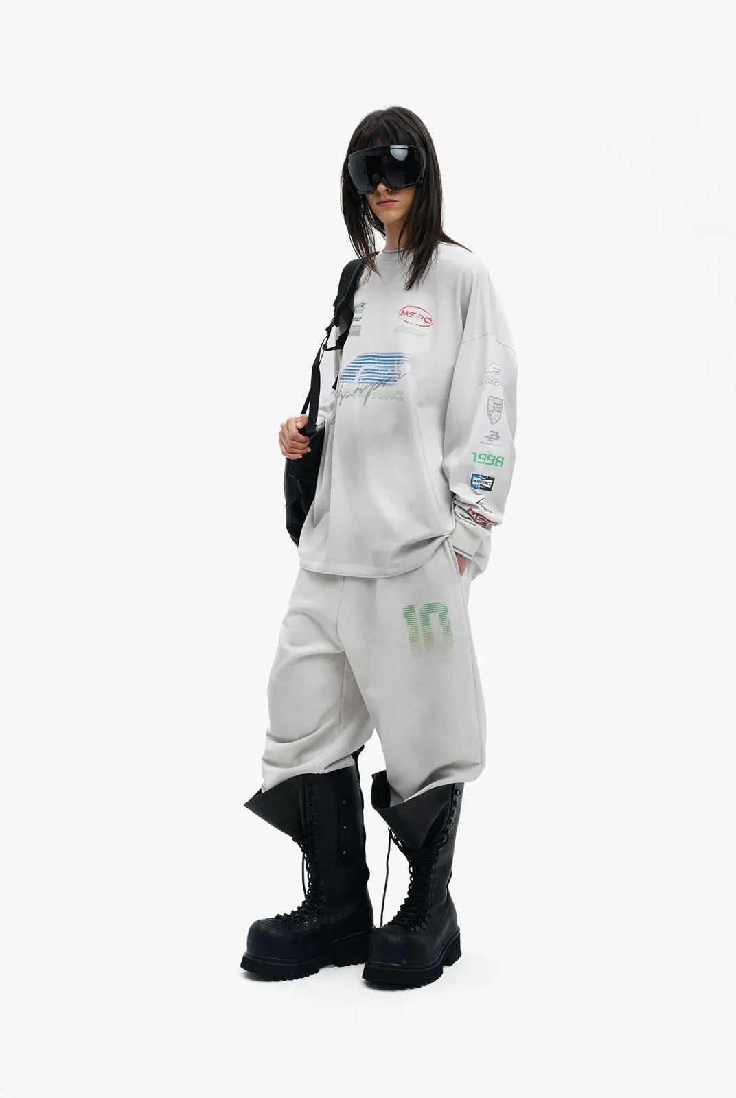 MASONPRINCE 10th Anniversary Racing T Shirt in Gray - On Model