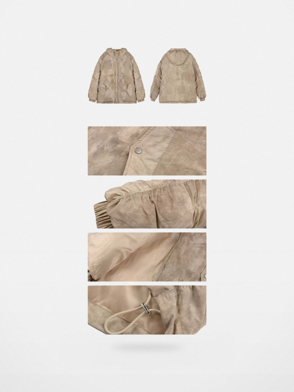 BeerBro Washed Cotton Ruched Puffer in Beige