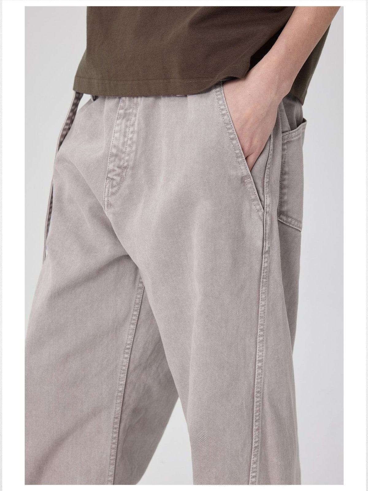 Simple Project Belted Twisted Leg Jeans in Purple - On Model