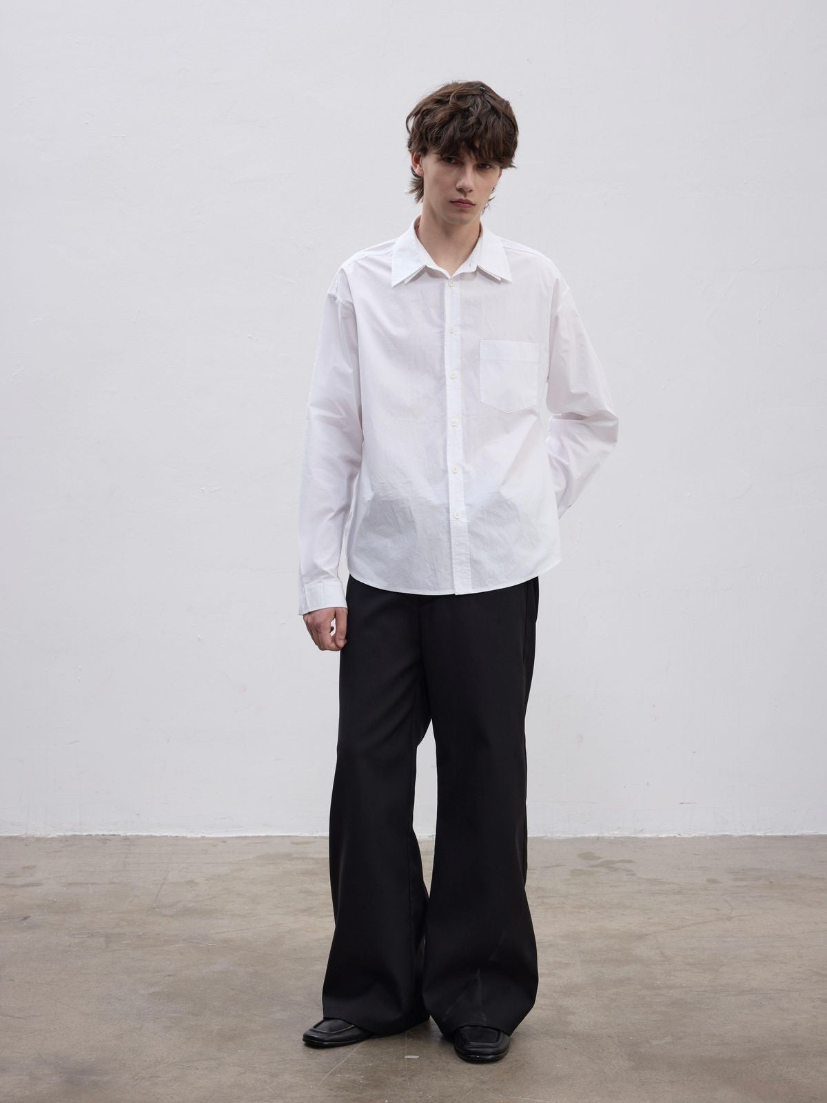 AFterTaste Double Collar Cotton Shirt in White - On Model