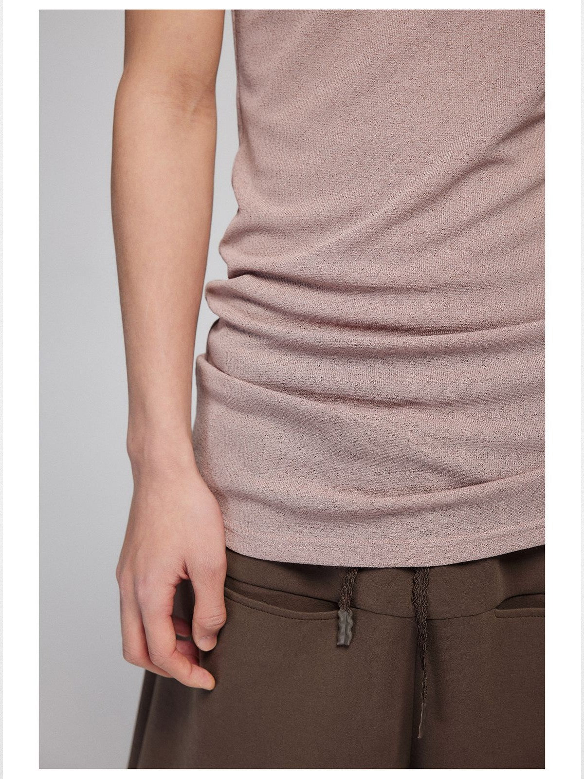 Simple Project Slim Fit Knitted Tank Top in Beige - On Model