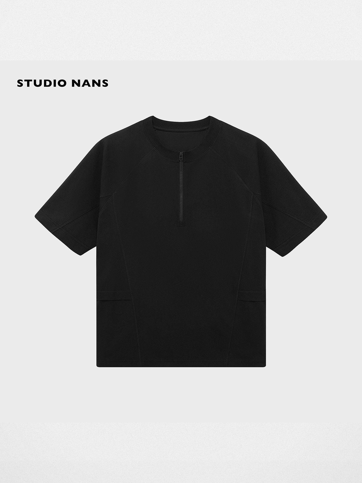 NANS Cotton Sorona Half Zip T Shirt in Black