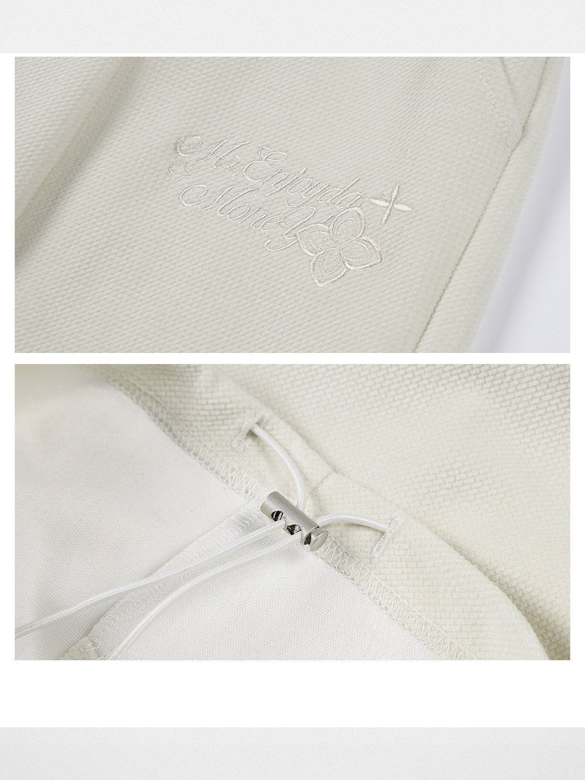 MEDM Wide Leg Corduroy Parachute Pants in White - Detail