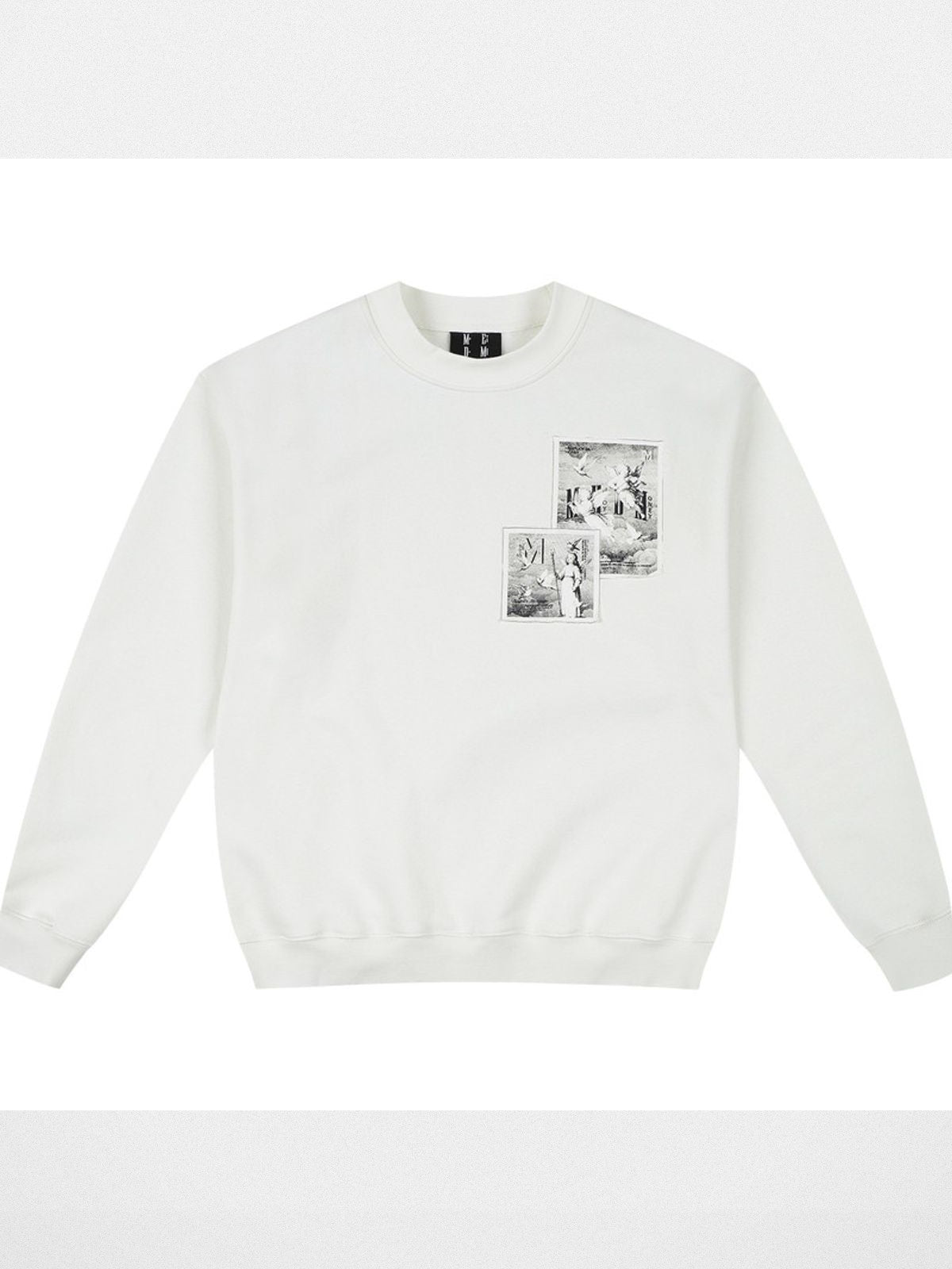 MEDM Angel Appliqu Fleece Sweatshirt in White