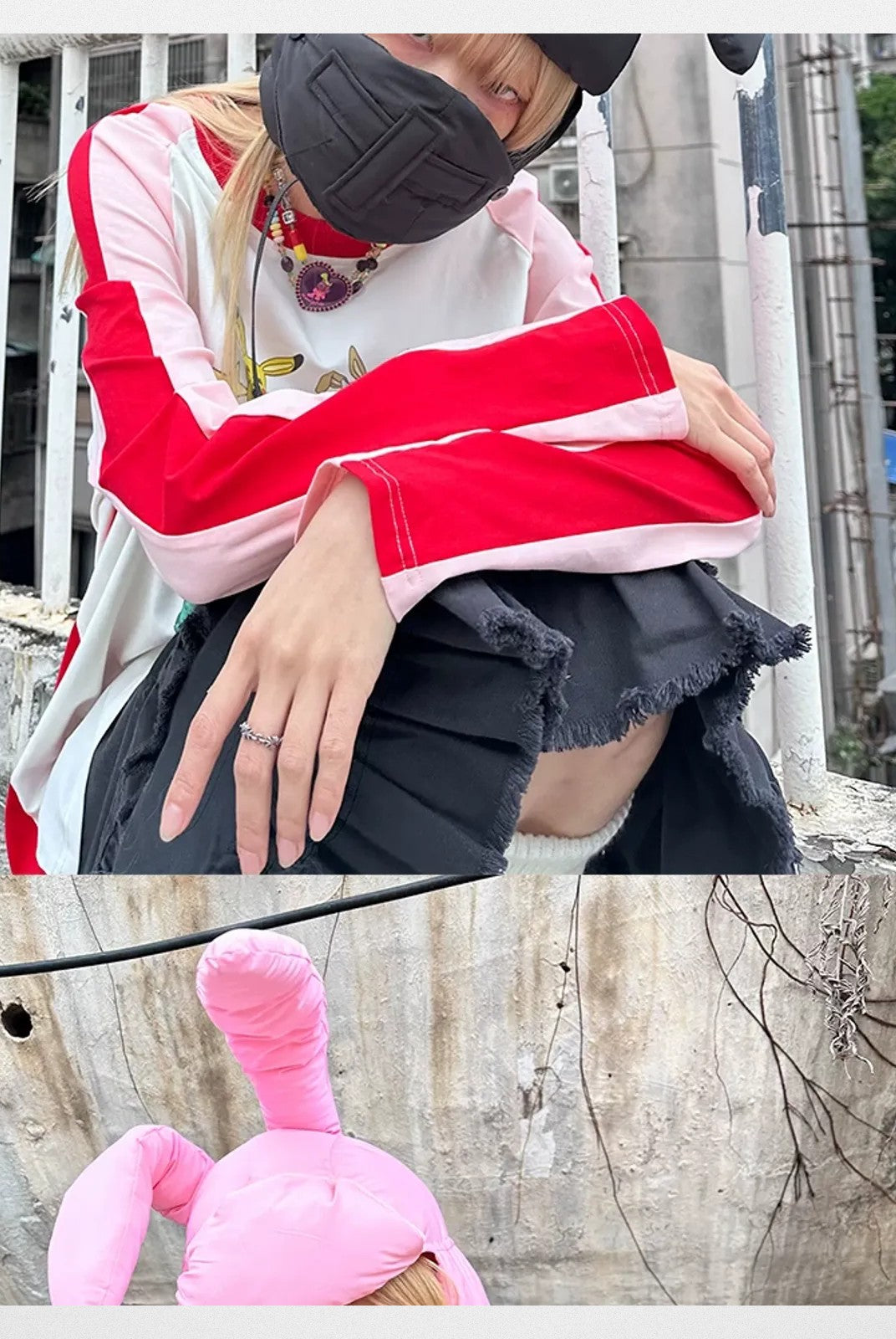 CFIERCE Padded Bunny Ear Helmet in Pink - On Model