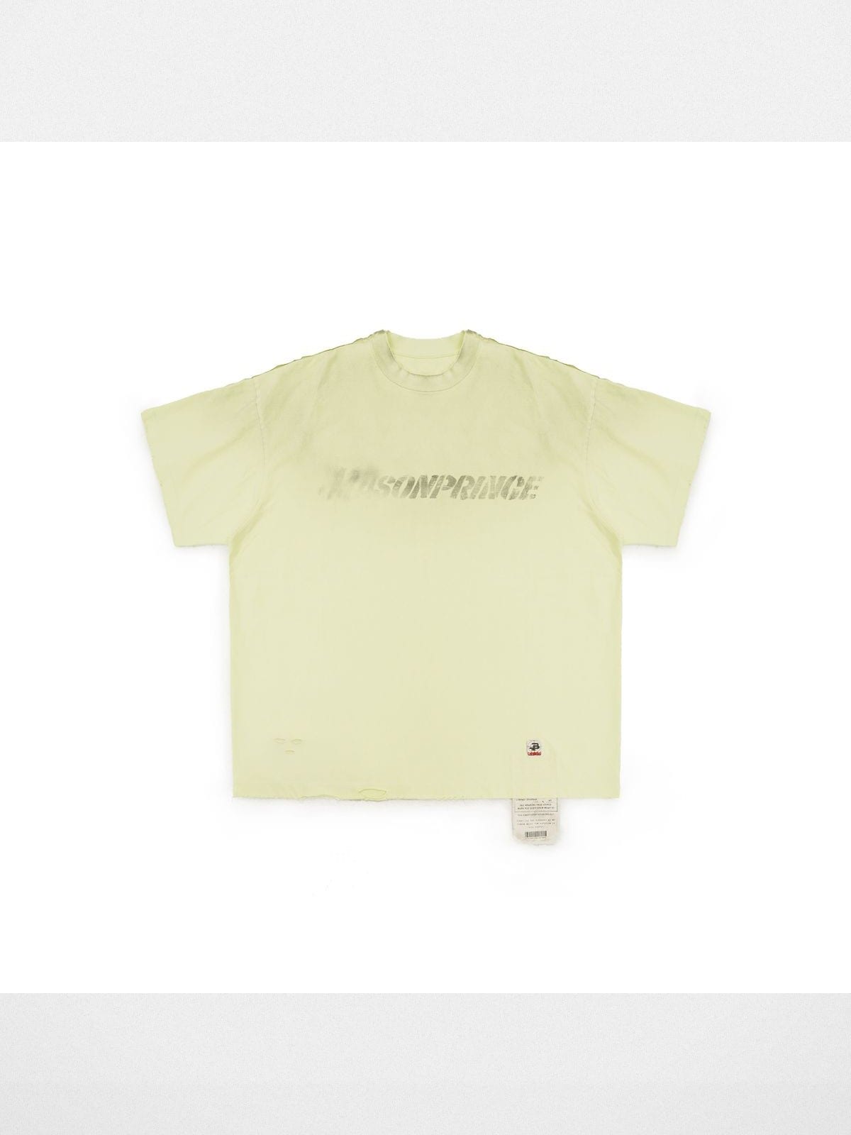 MasonPrince Distressed Spray Paint Logo T Shirt in Yellow