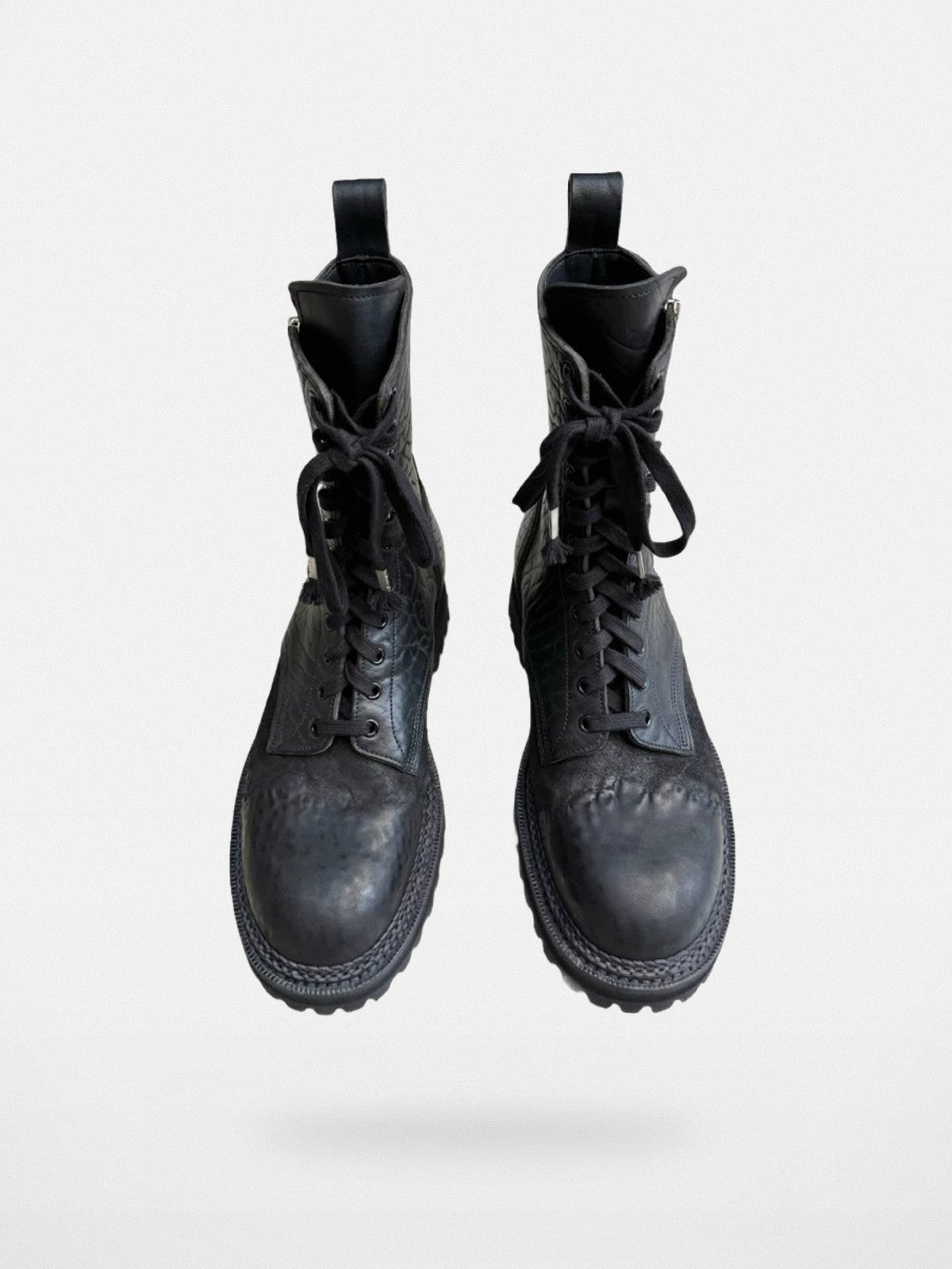 UNKNOWNWORLD Maryam Horse Leather Norwegian Welt Boots in Black