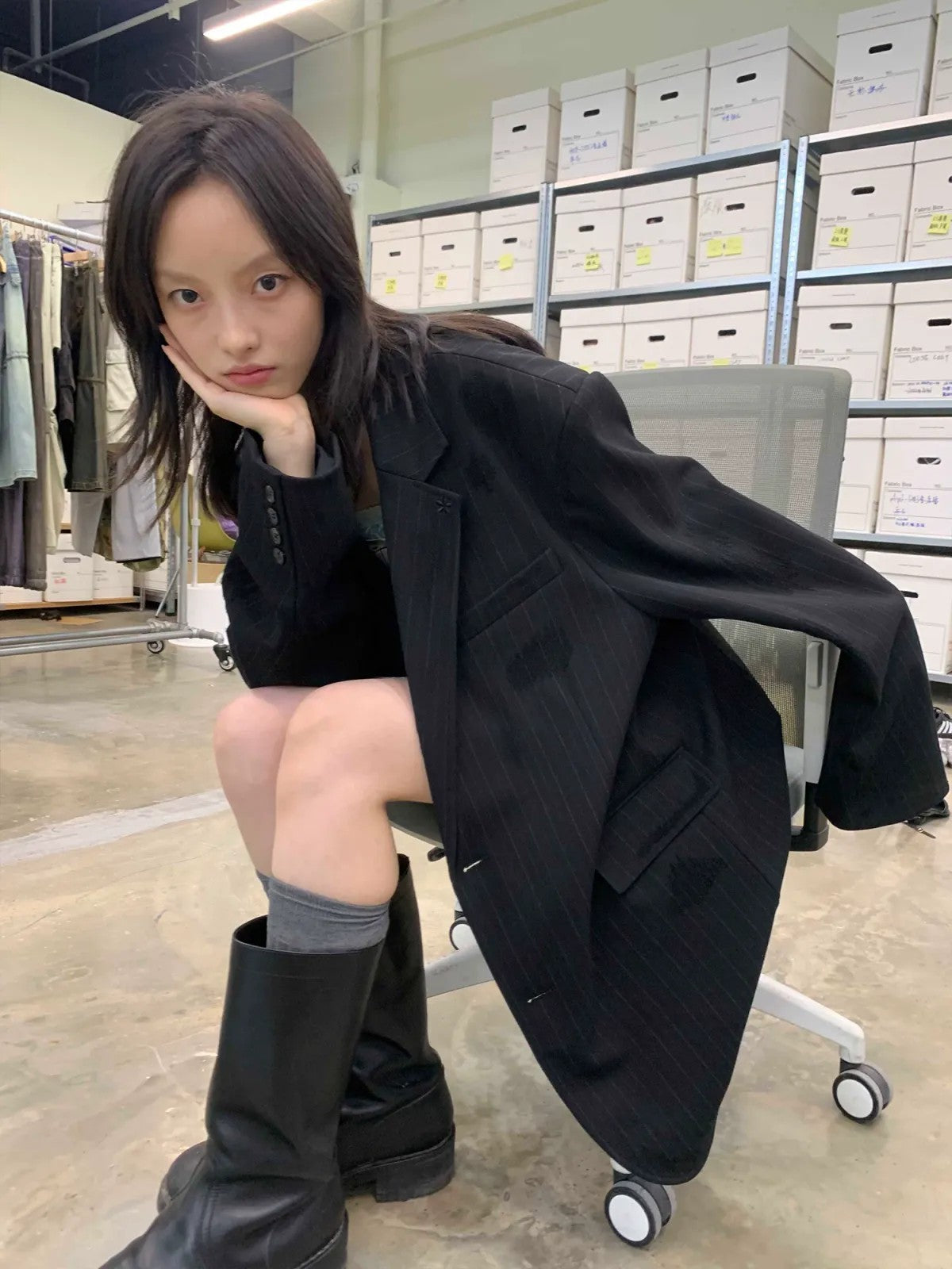 NeverSeez Hand Distressed Embroidered Blazer in Brown