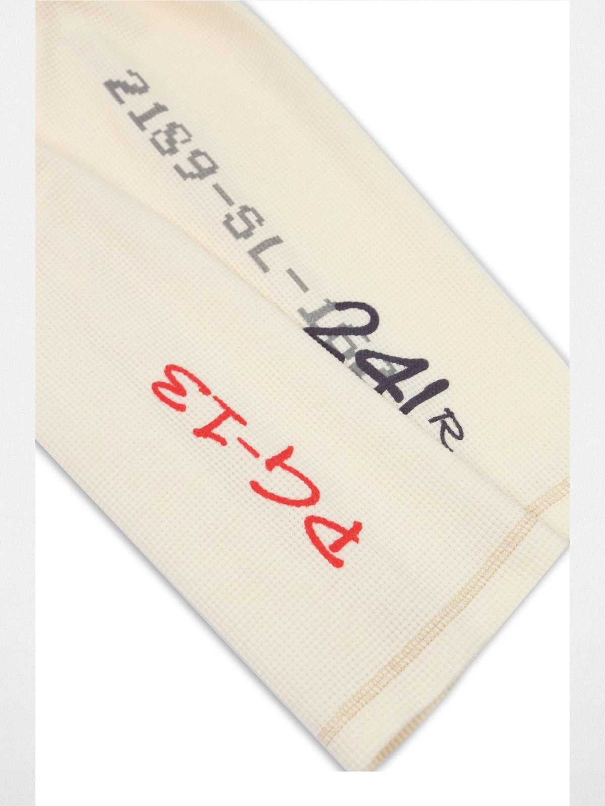 SOD Keanu Graphic Waffle Knit Top in White - Detail