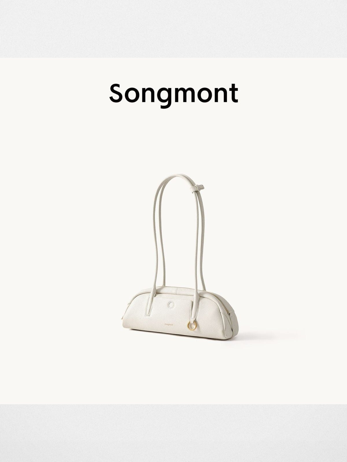 Songmont Mini Leather Bowling Bag in Cream