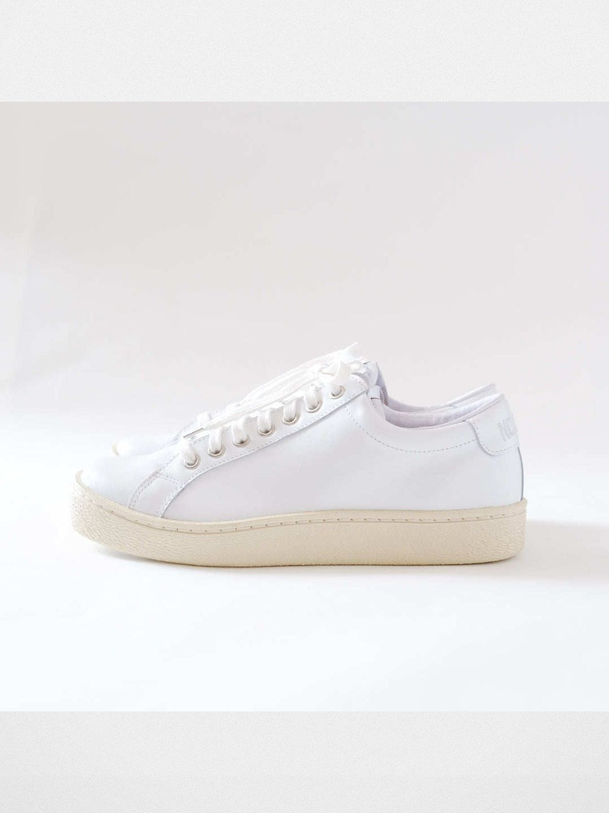 Soda Trendy Goods Italian Leather Tennis Sneakers in White/Ecru