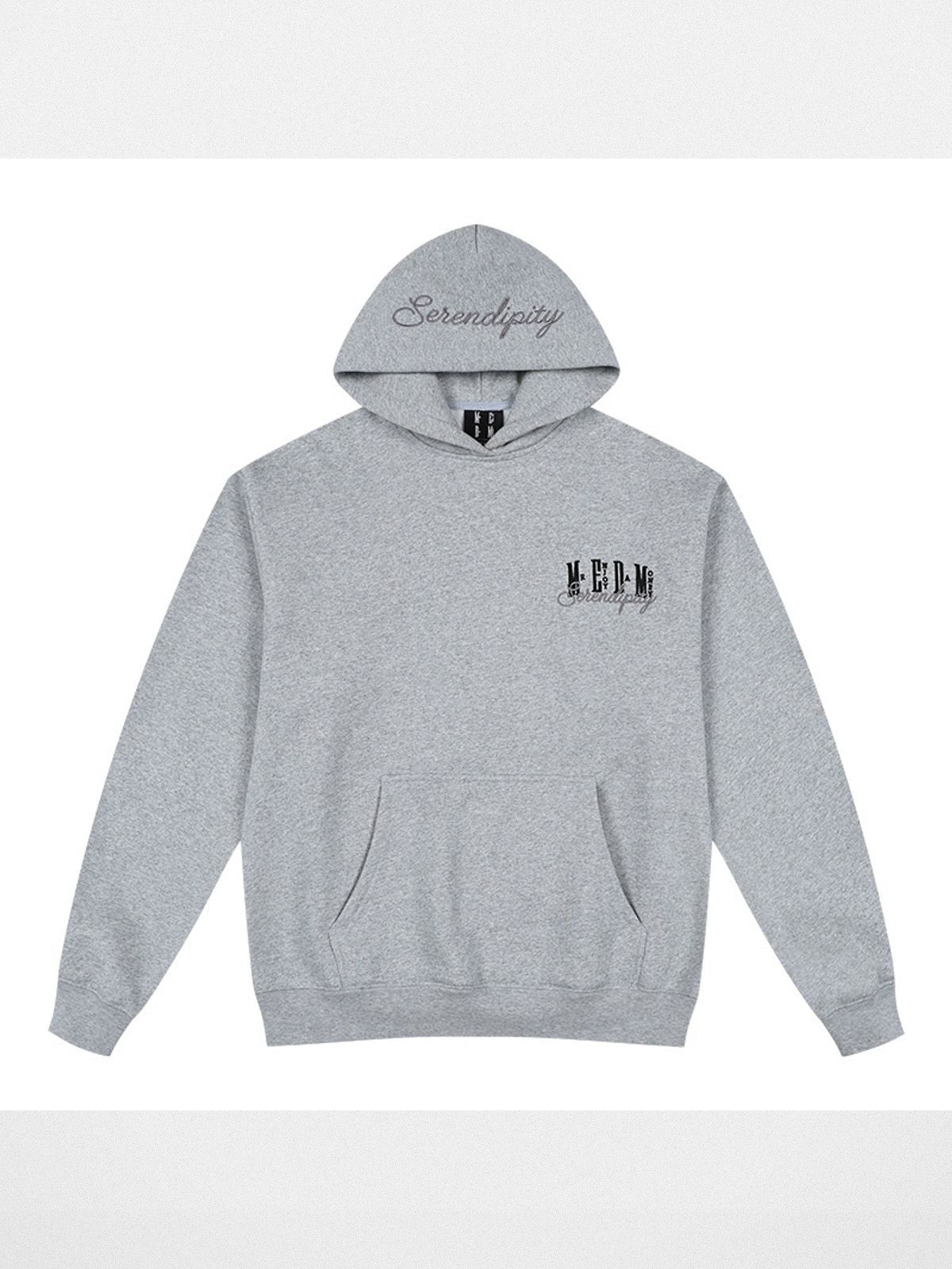 MEDM Embroidered Logo Fleece Hoodie in Gray