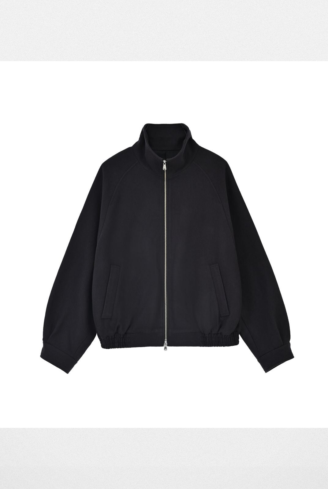 Roolrren Homme Melton Wool Blend Zip Blouson in Black