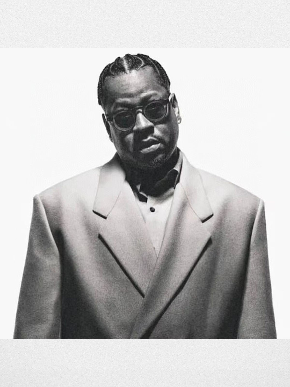 FUTURE UPDATE Round Acetate Sunglasses in Black - On Male Model