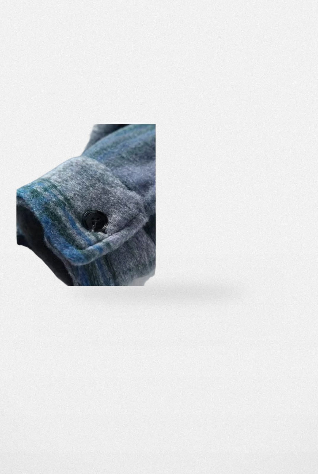 LOSTCTRL Brushed Plaid Shirt Jacket in Blue - Detail