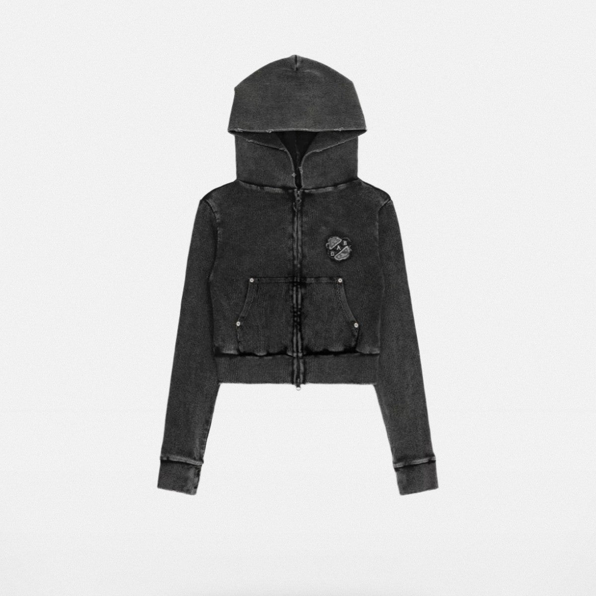 BADSEED Rust Wash Hooded Denim Jacket in Gray