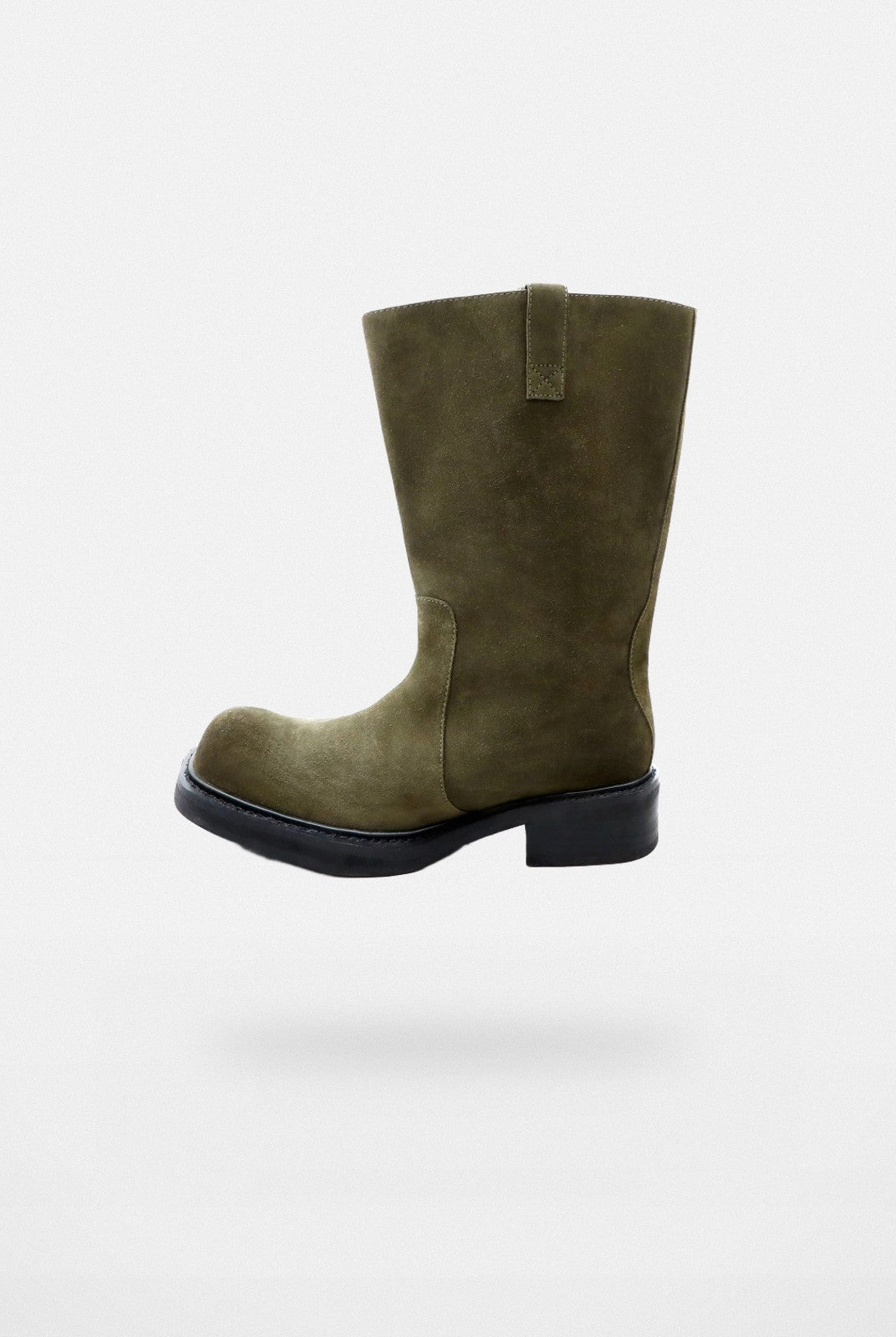 MASONPRINCE Wide Shaft Leather Military Boots in Olive