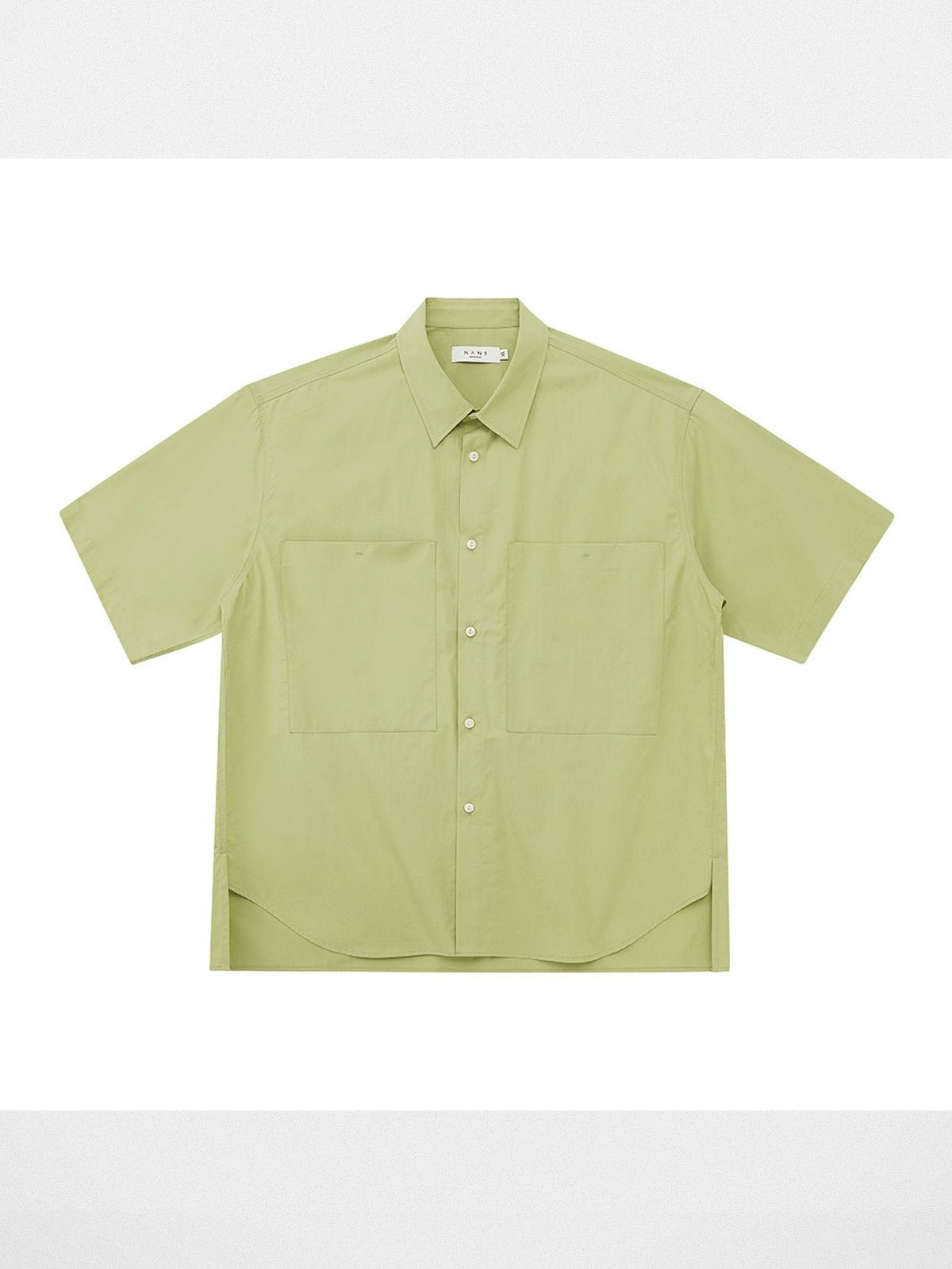 NANS Sand Washed Cotton Curved Hem Shirt in Green