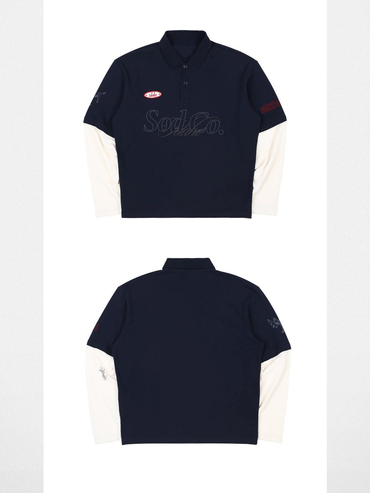 SOD Mock Layered Graphic Polo Shirt in Blue