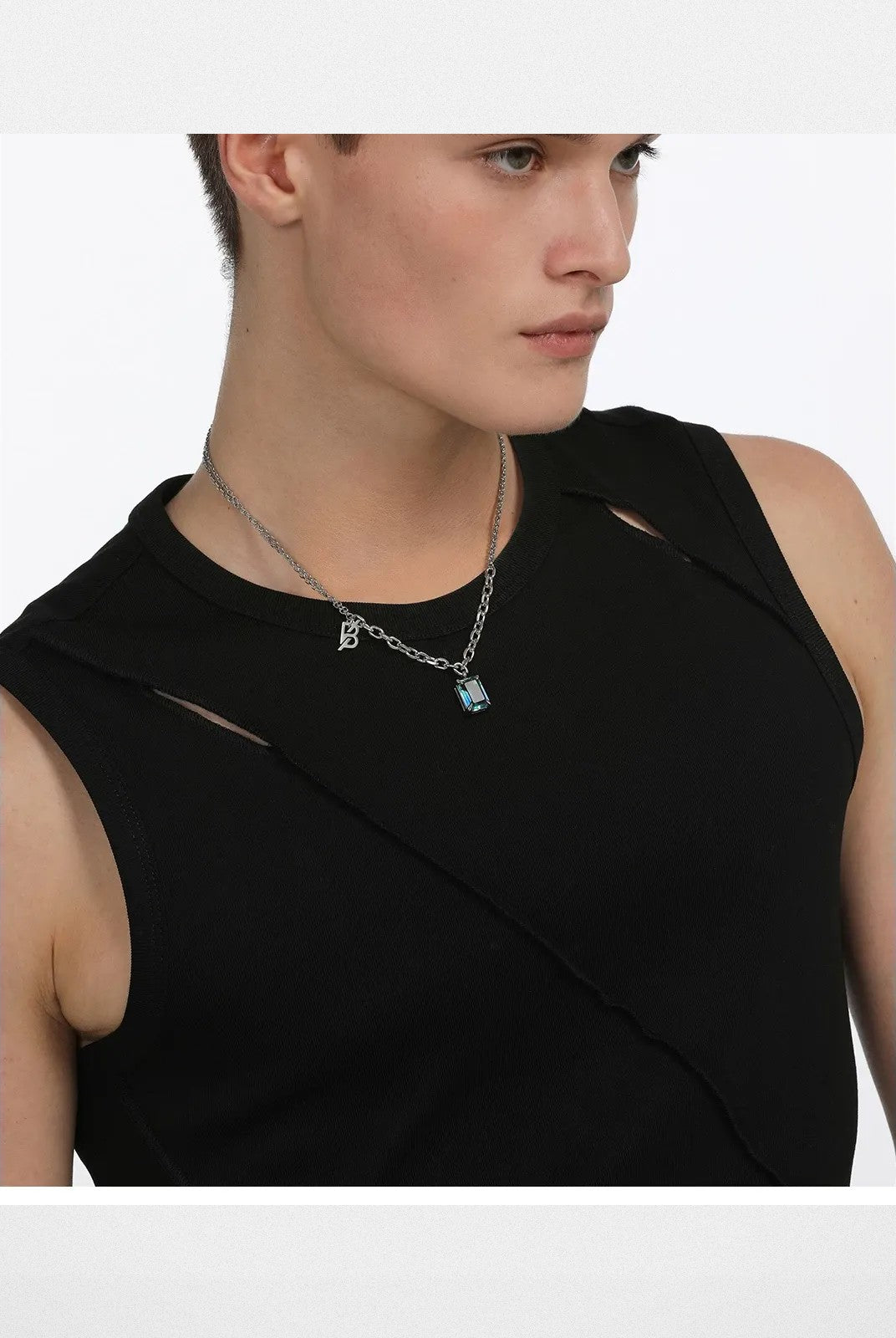 BLACKHEAD Gradient Tourmaline Pendant Necklace in Silver - On Model