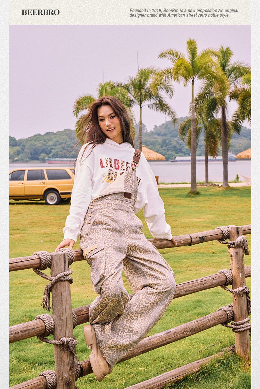 BeerBro Heavyweight Graphic Print Hoodie in White