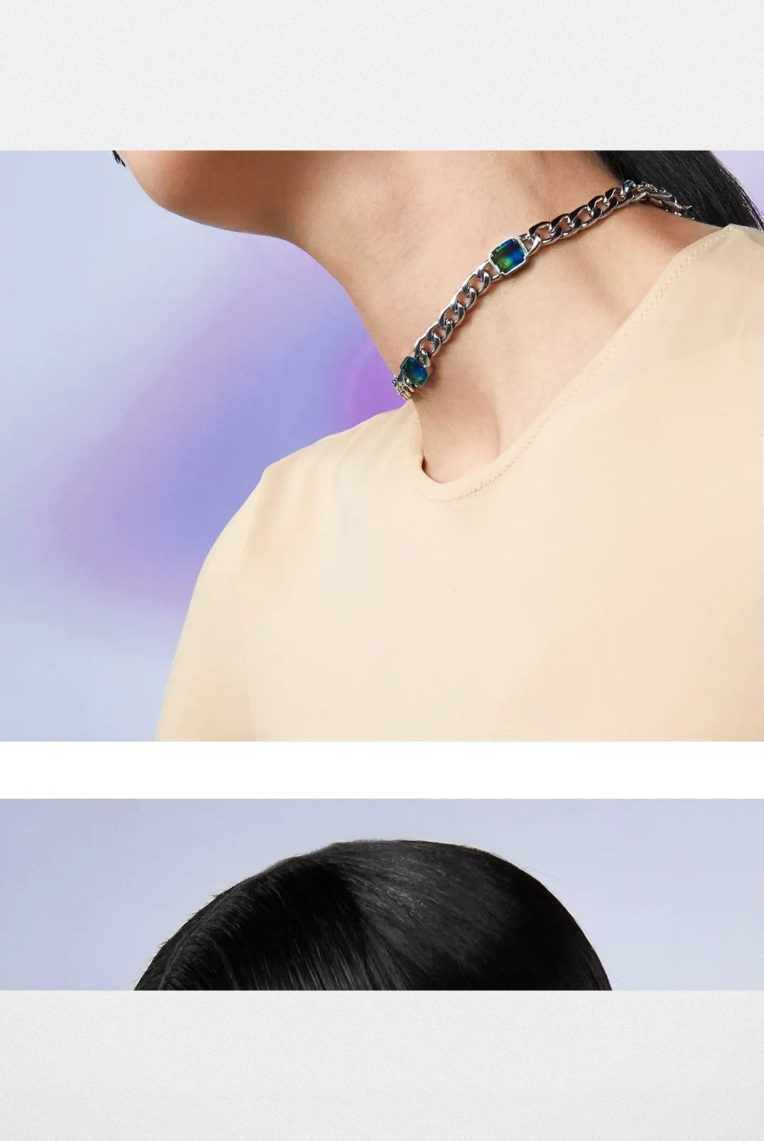 BLACKHEAD Gradient Tourmaline Chain Necklace in Silver