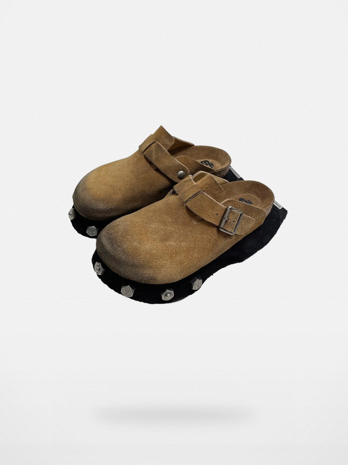 MASONPRINCE Matte Suede Platform Clogs in Black #color_black