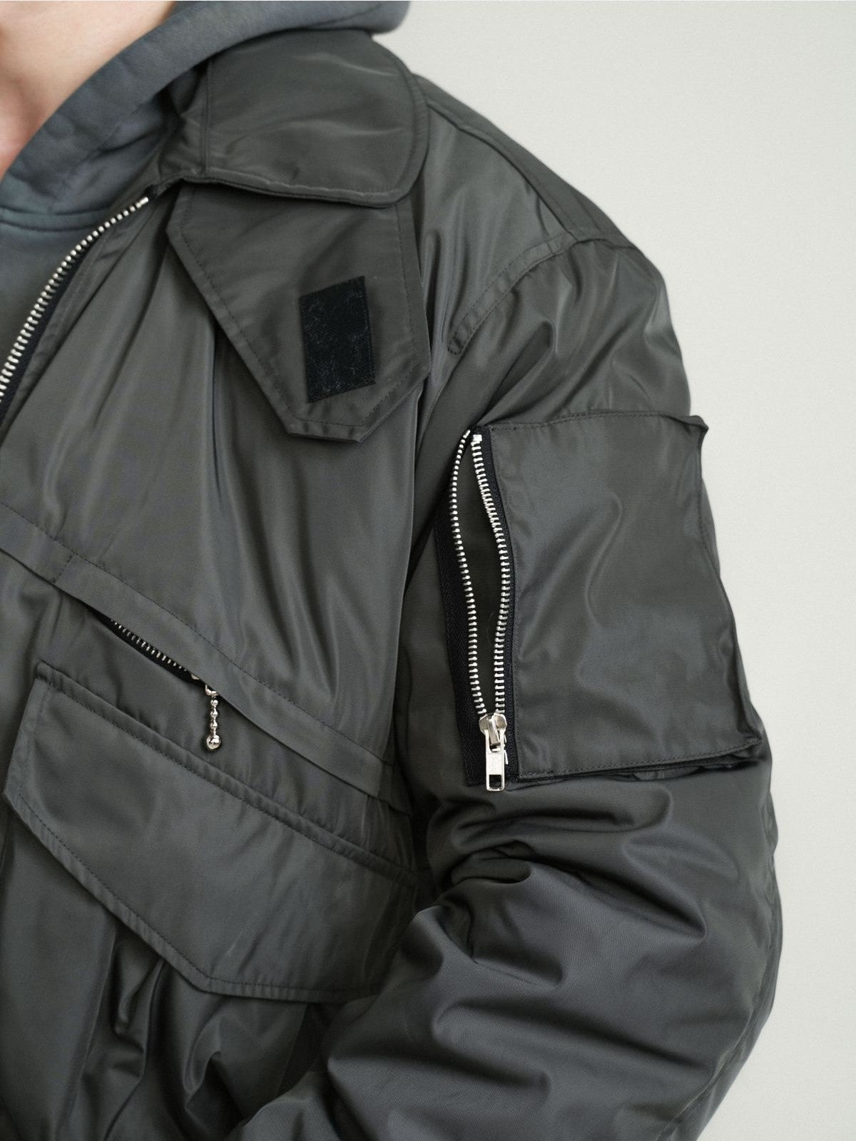 Retro 21 Multi Pocket Thinsulate Bomber in Green - On Model