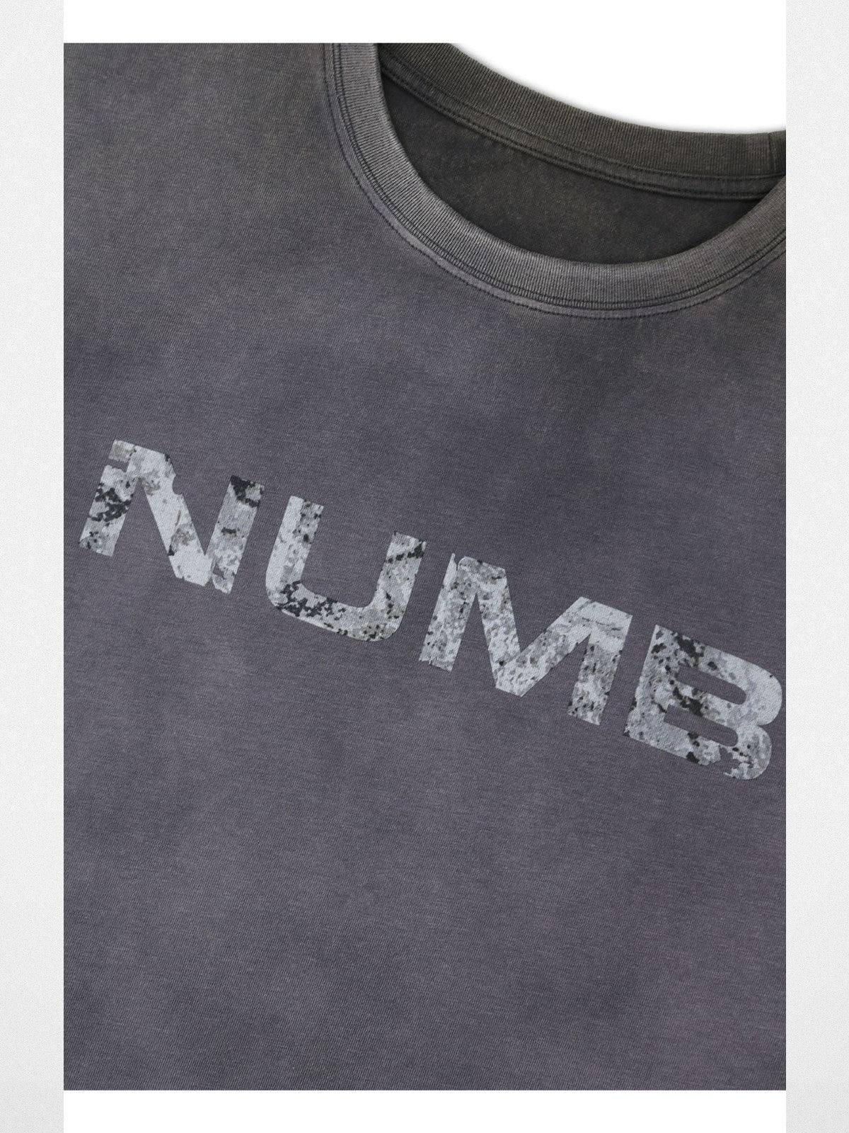 SOD Distressed Washed NUMB T Shirt in Purple - Detail