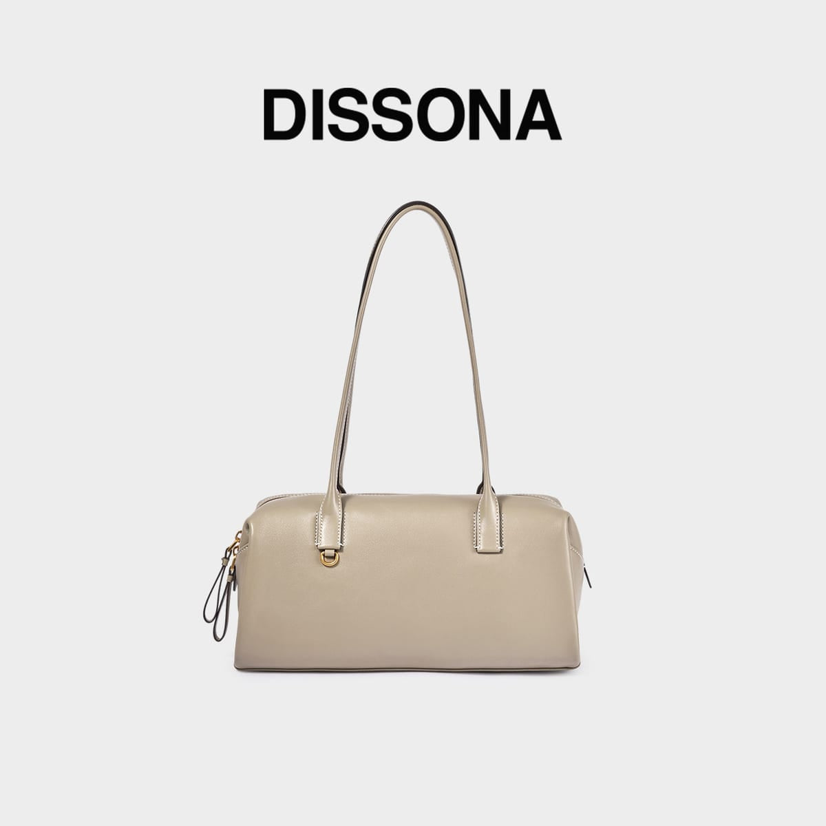DISSONA Vegetable Tanned Leather Baguette Bag in Beige