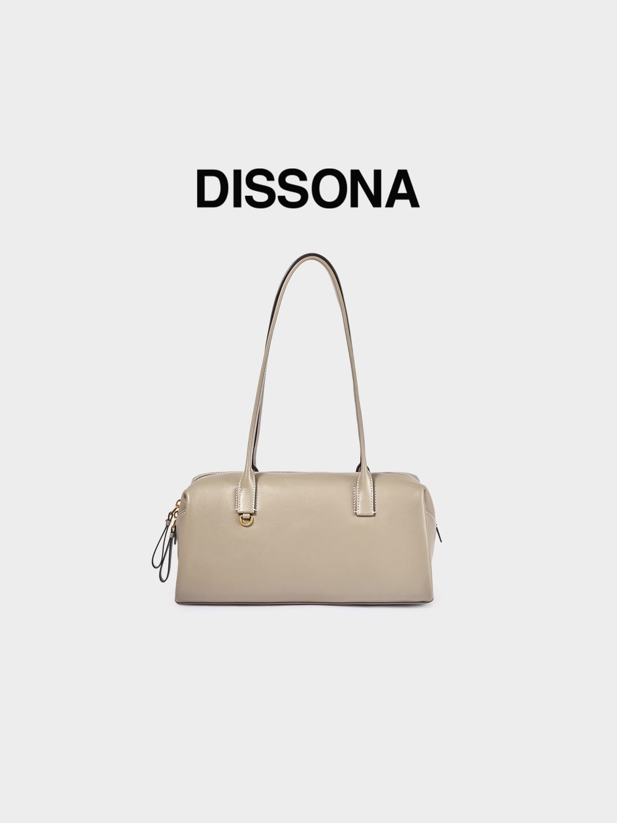DISSONA Vegetable Tanned Leather Baguette Bag in Beige