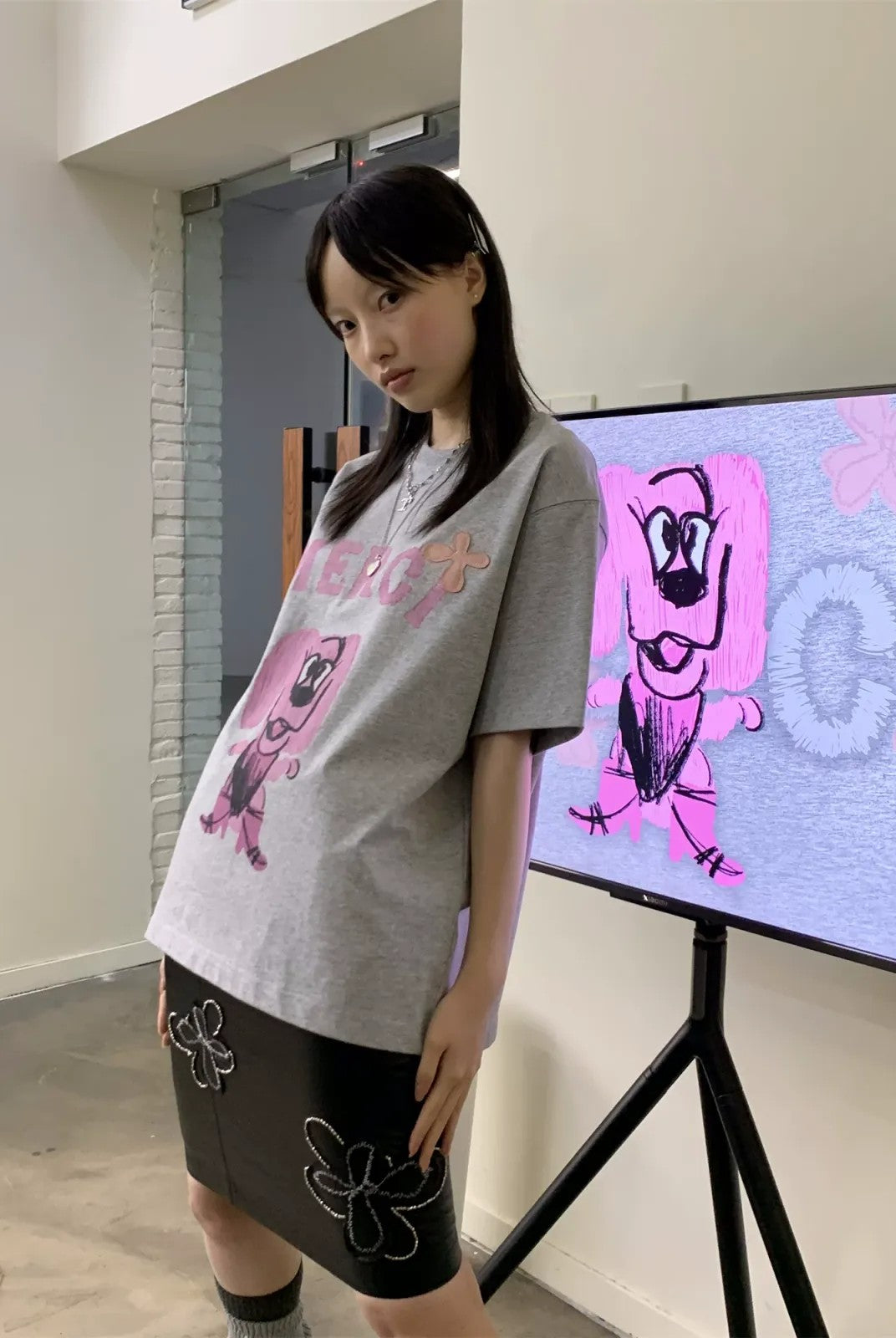 NeverSeez Beaded Floral Embroidered Coated Skirt in Black