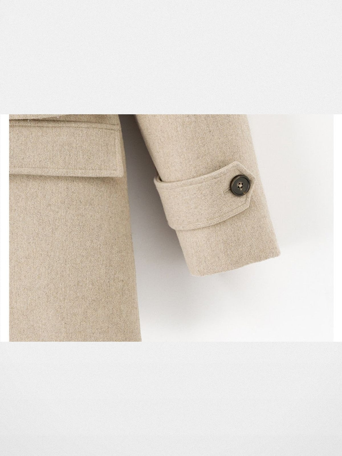 ACSENSE STUDIO Faux Fur Collar Wool Blend Coat in Beige - Detail