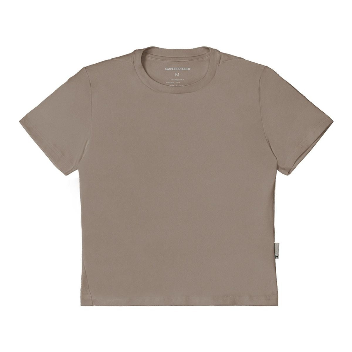 Simple Project Cotton Blend Asymmetric Seam Tee in Beige