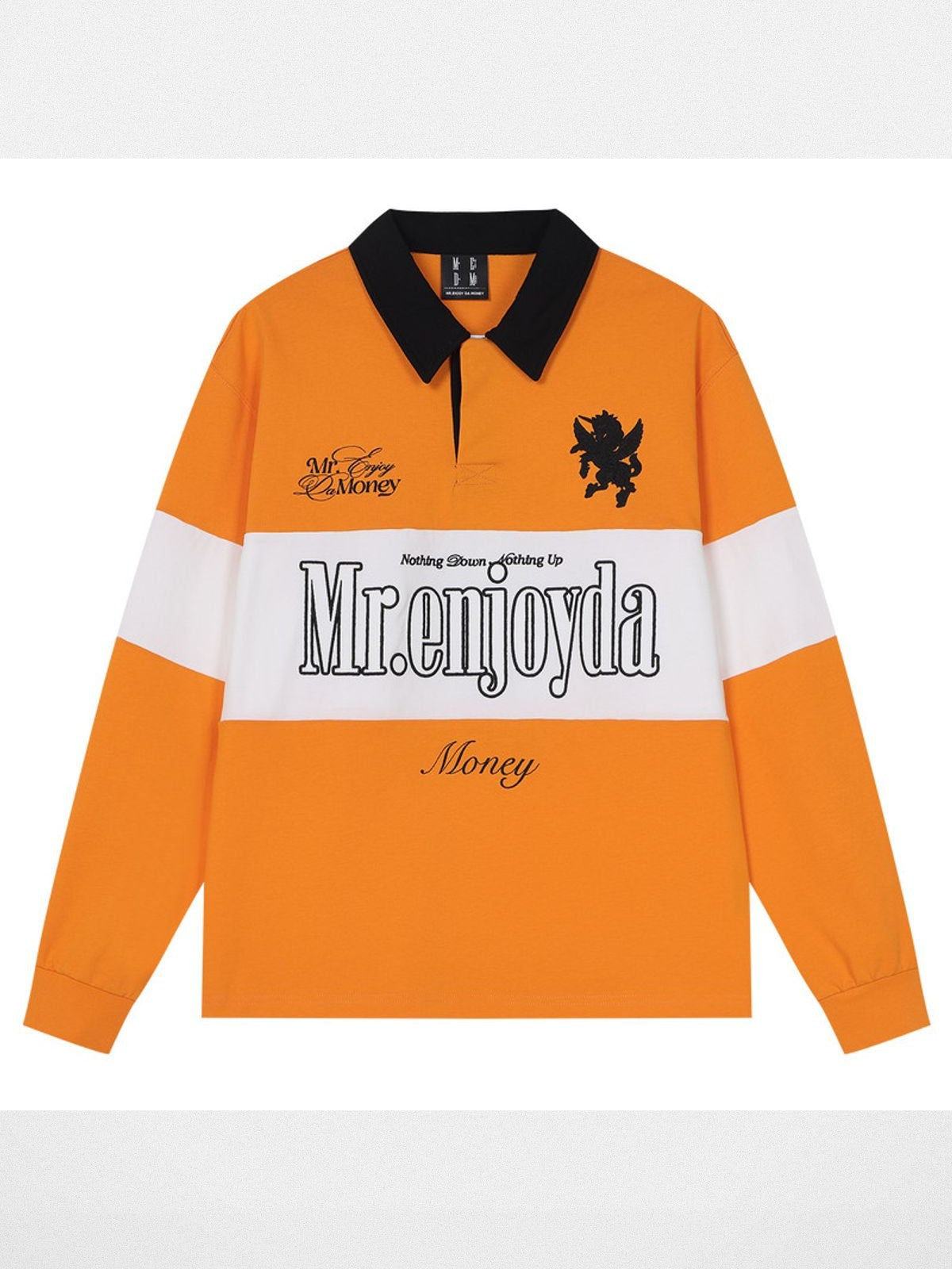 MEDM Embroidered Pegasus Rugby Polo in Orange