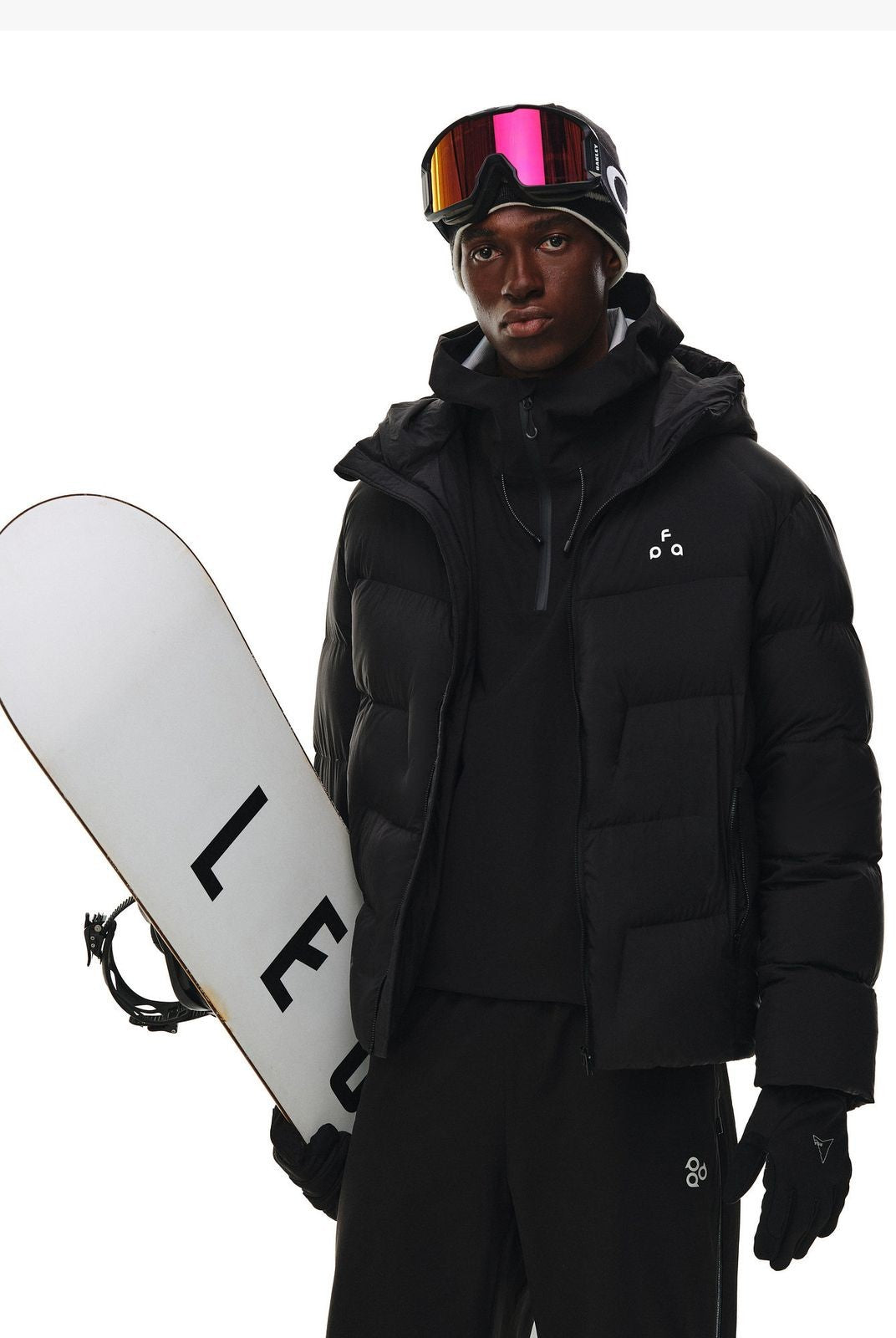FPA Store Hooded Goose Down Puffer in Black - On Model